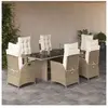 vidaXL Ensemble à manger de jardin et coussins 7 pcs beige poly rotin