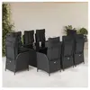 vidaXL Ensemble à manger de jardin 9pcs coussins noir résine tressée