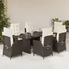 vidaXL Ensemble à manger de jardin et coussins 7 pcs marron rotin