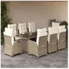 vidaXL Ensemble à manger de jardin et coussins 9 pcs beige Poly rotin