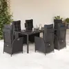 vidaXL Ensemble à manger de jardin coussins 7pcs Noir Résine tressée