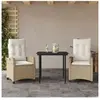 vidaXL Ensemble à manger de jardin et coussins 3 pcs Beige poly rotin