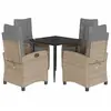 vidaXL Ensemble à manger de jardin coussins 5 pcs mélange beige rotin