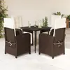 vidaXL Ensemble à manger de jardin 5 pcs et coussins marron poly rotin