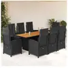vidaXL Ensemble à manger de jardin 9pcs coussins noir résine tressée