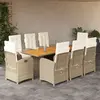 vidaXL Ensemble à manger de jardin et coussins 9 pcs mélange beige
