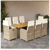 vidaXL Ensemble à manger de jardin et coussins 9 pcs mélange beige