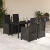 vidaXL Ensemble à manger de jardin coussins 5pcs Noir Résine tressée