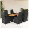 vidaXL Ensemble à manger de jardin coussins 7pcs Noir Résine tressée