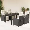 vidaXL Ensemble à manger de jardin coussins 5pcs Noir Résine tressée