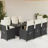 vidaXL Ensemble à manger de jardin 9pcs coussins noir résine tressée