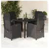 vidaXL Ensemble à manger de jardin coussins 5pcs Noir Résine tressée