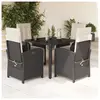 vidaXL Ensemble à manger de jardin coussins 5pcs Noir Résine tressée