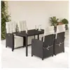 vidaXL Ensemble à manger de jardin coussins 5pcs Noir Résine tressée