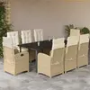 vidaXL Ensemble à manger de jardin et coussins 9 pcs beige Poly rotin