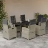 vidaXL Ensemble à manger de jardin et coussins 7 pcs gris clair rotin