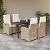 vidaXL Ensemble à manger de jardin avec coussins 5pcs Beige poly rotin