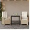 vidaXL Ensemble à manger de jardin et coussins 3 pcs Beige poly rotin
