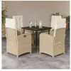 vidaXL Ensemble à manger de jardin avec coussins 5pcs Beige poly rotin