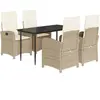 vidaXL Ensemble à manger de jardin avec coussins 5pcs Beige poly rotin