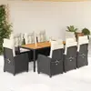 vidaXL Ensemble à manger de jardin 9pcs coussins noir résine tressée