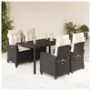 vidaXL Ensemble à manger de jardin coussins 5pcs Noir Résine tressée