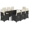 vidaXL Ensemble à manger de jardin 9pcs coussins noir résine tressée