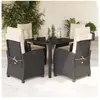 vidaXL Ensemble à manger de jardin coussins 5pcs Noir Résine tressée