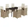 vidaXL Ensemble à manger de jardin et coussins 7 pcs beige poly rotin
