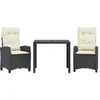 vidaXL Ensemble à manger de jardin avec coussins 3 pcs Noir