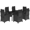 vidaXL Ensemble à manger de jardin coussins 7pcs Noir Résine tressée