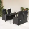 vidaXL Ensemble à manger de jardin coussins 5pcs Noir Résine tressée