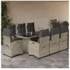 vidaXL Ensemble à manger de jardin et coussins 9 pcs gris clair rotin