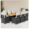 vidaXL Ensemble à manger de jardin 9pcs coussins noir résine tressée