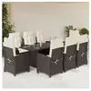 vidaXL Ensemble à manger de jardin et coussins 9 pcs marron poly rotin