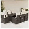 vidaXL Ensemble à manger de jardin et coussins 9 pcs marron poly rotin