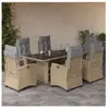 vidaXL Ensemble à manger de jardin coussins 7 pcs mélange beige rotin