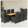 vidaXL Ensemble à manger de jardin 9pcs coussins noir résine tressée