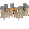 vidaXL Ensemble à manger de jardin coussins 7 pcs mélange beige rotin