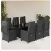 vidaXL Ensemble à manger de jardin 9pcs coussins noir résine tressée