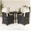 vidaXL Ensemble à manger de jardin coussins 5pcs Noir Résine tressée