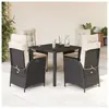 vidaXL Ensemble à manger de jardin coussins 5pcs Noir Résine tressée