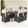vidaXL Ensemble à manger de jardin coussins 7pcs Noir Résine tressée