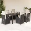 vidaXL Ensemble à manger de jardin coussins 7pcs Noir Résine tressée