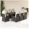 vidaXL Ensemble à manger de jardin 9pcs coussins noir résine tressée