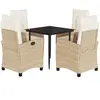 VIDAXL Ensemble à Manger de Jardin avec Coussins 5 pcs, Table et Chaises avec Dossier et Repose-pied Réglables, Meubles d'Extérieur, Moderne, Beige Résine