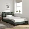 vidaXL Cadre de lit avec tête de lit Gris foncé 100x200 cm Tissu