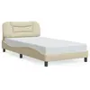 vidaXL Cadre de lit avec tête de lit Crème 100x200 cm Tissu