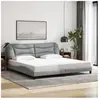vidaXL Cadre de lit avec tête de lit Gris clair 200x200 cm Tissu