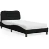 vidaXL Lit avec matelas noir 90x200 cm tissu